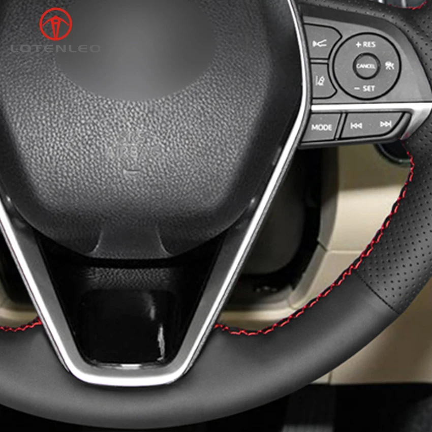 LQTENLEO черная крышка рулевого колеса автомобиля из натуральной кожи для Toyota Camry- Corolla- Avalon- Crown