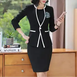 Платье костюмы Офисная Женская одежда для работы деловой комплект из двух предметов плюс размер элегантный длинный рукав Блейзер платье