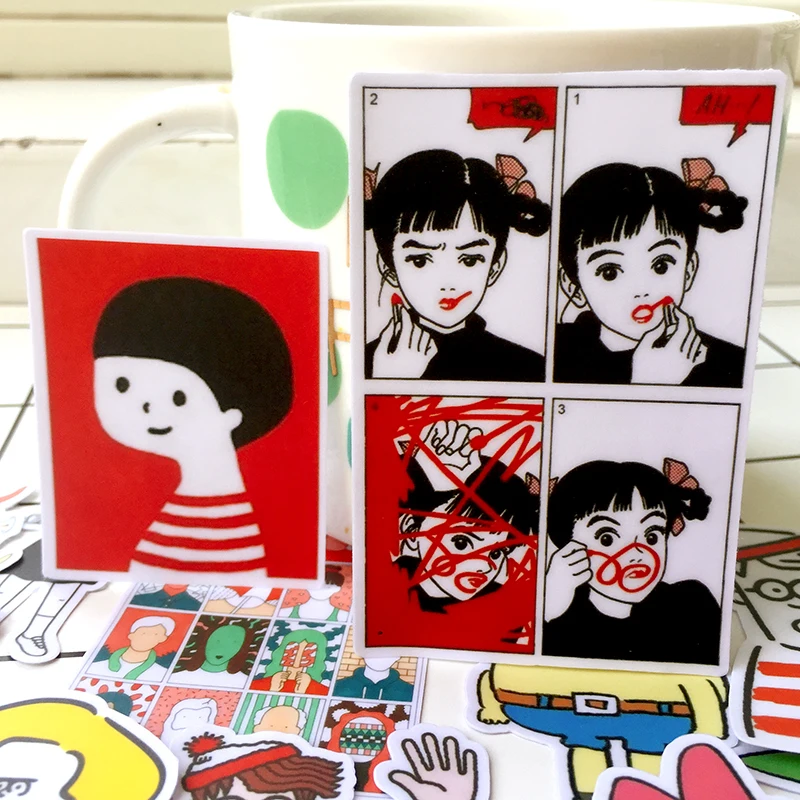 21Pcs/Pack Diary Cartoon Travel Smile Girl Sticker DIY Craft Scrapbooking Album Junk Journal Happy Planner Decorative Stickers
