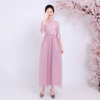 A5 long pink Розовое платье подружки невесты размера плюс длинное платье из тюля для свадебной вечеринки для женщин vestido de festa Longo сексуальное платье для выпускного вечера - Цвет: A5 long pink