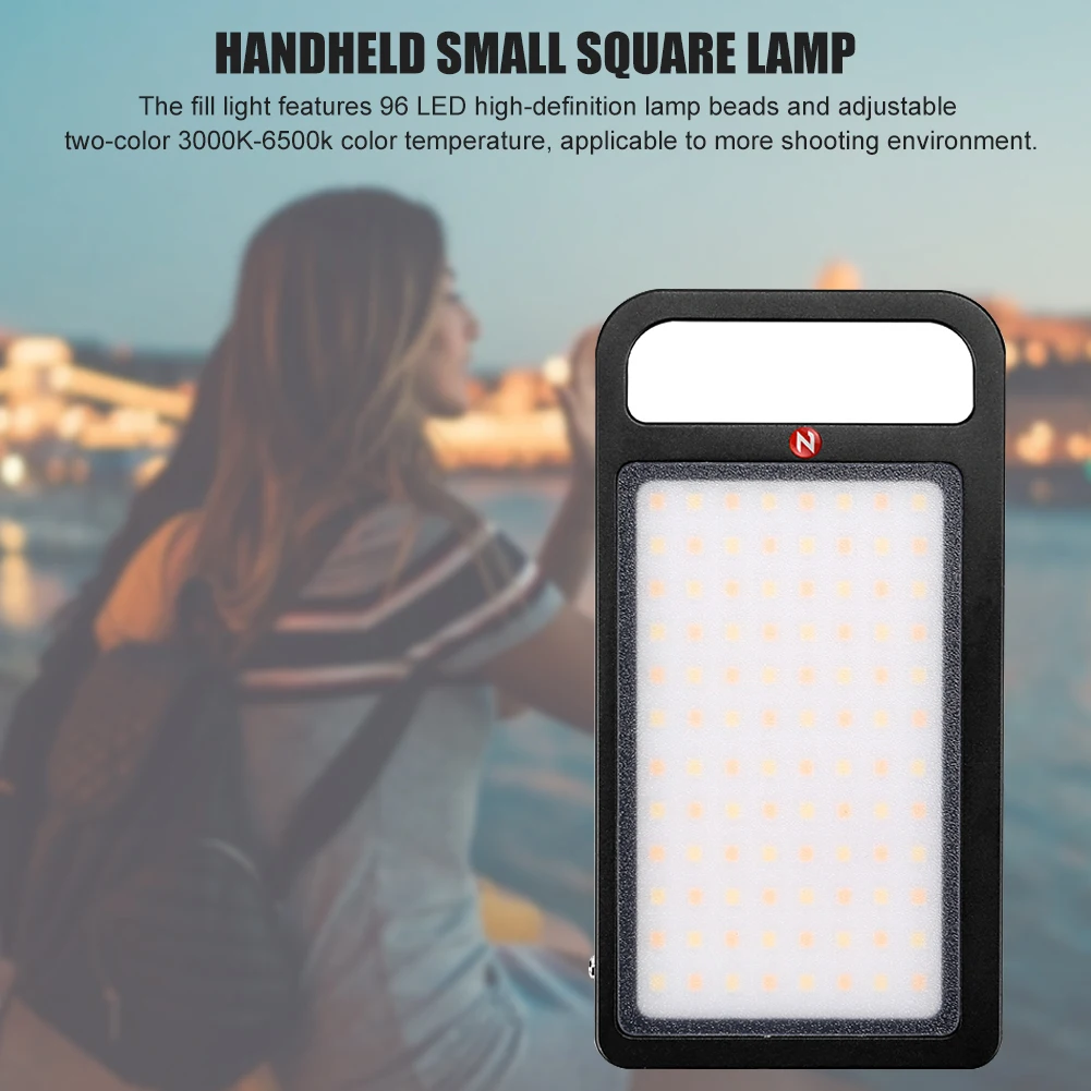 

Hand-held Fill Light Multifunctional Small Square Lamp 96LED Video Light on Camera 3000-6500K Dimmable Light Panel for ZOMEI