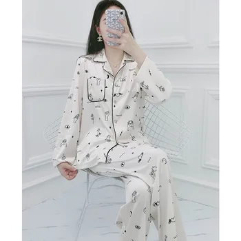 

Autumn New style Pajamas Ladies Long-Sleeved Cardigan Pure Cotton Suit Home Service SR2034
