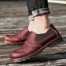 Мужская Рабочая обувь из натуральной кожи; дышащие Нескользящие оксфорды без застежки; модные мужские ботинки Martin для прогулок; большие размеры; кроссовки; 38-47