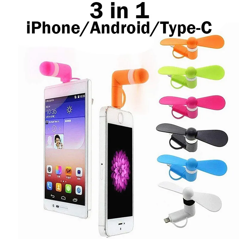 3 в 1 портативный мобильный телефон мини USB Вентилятор Кулер для Android Type C микро iPhone
