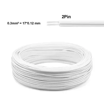 

Electric Wire White Tinned Copper Wire Insulated 2pin AWG 22 PVC Extension LED Strip Cable For Speakers Audio 5050 2835 Strip