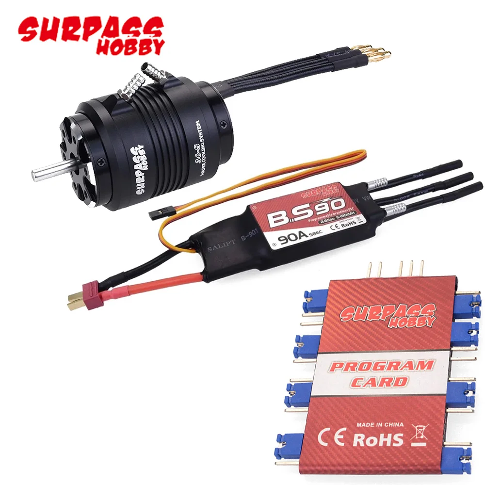 Surpass водонепроницаемый 3660 3500KV двигатель с водяным охлаждением куртка и 90A бесщеточный ESC Программирование карты для RC лодки RC аксессуары