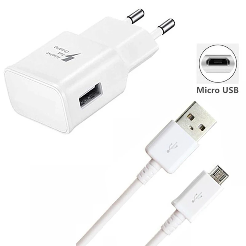 For Samsung A10 Fast Charger 5V/2A Adaptive Fast Charging Charger Micro USB  Data Cable For Samsung S6 S7 Edge Note 4 5 J1 J5 J7