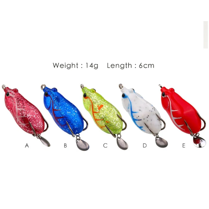 

5.5cm 10g Soft Fishing Lure Frogs Whopper Plopper Artificial Fishing Bait Sequin With Double Treble Hooks Pike Tackle