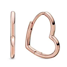 Original 925 Sterling Silver Earring Pan Rose Small Asymmetric Heart Stud Earring For Women Wedding Gift Fine Jewelry