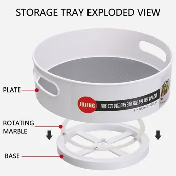 

Rotatable Spice Jars Rack Plastic Non-Slip Turntable Condiment Holder Countertop Rotating Storage Tray For Kitchen Accessories