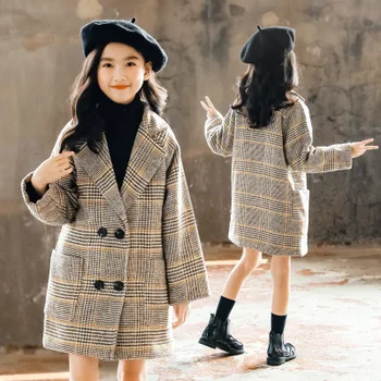 

The new 5-10 year old girl autumn and winter clothes woolen coat in the children's suit girl year old plus cotton wool girl coat