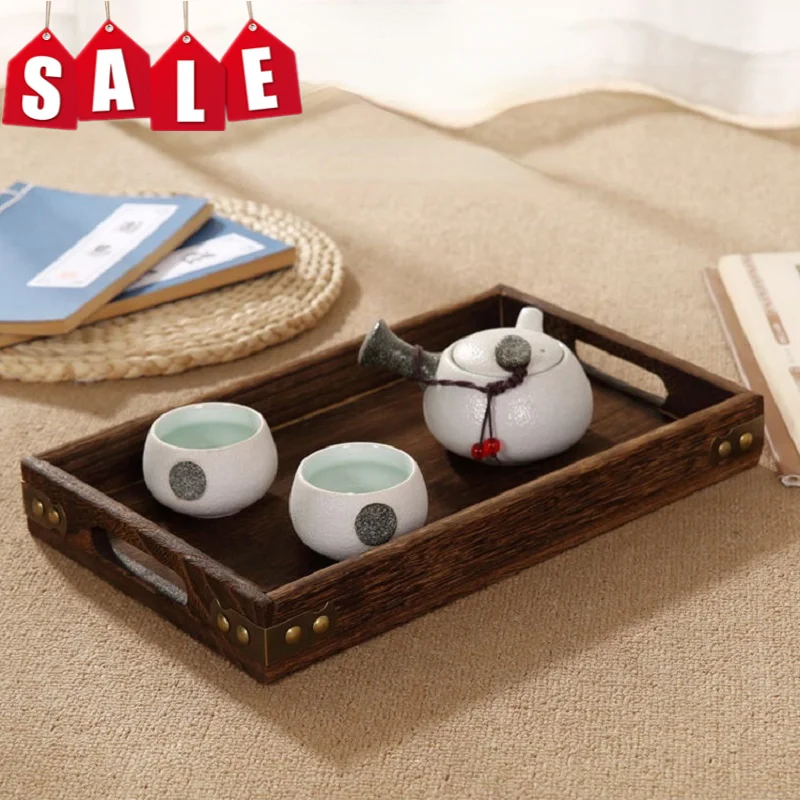 

Retro Wooden Pallet Rectangular Storage Trays Hotel Dessert Dinner Tea Food Tableware Serving Tray Home Kitchen Tool