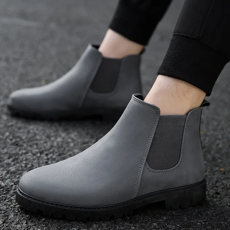 

Spring And Autumn Men England Retro Chelsea Boots Men's Martin Boots Hight-top Short Boots Simple Shoes Mid-top MEN'S SHOES Fash