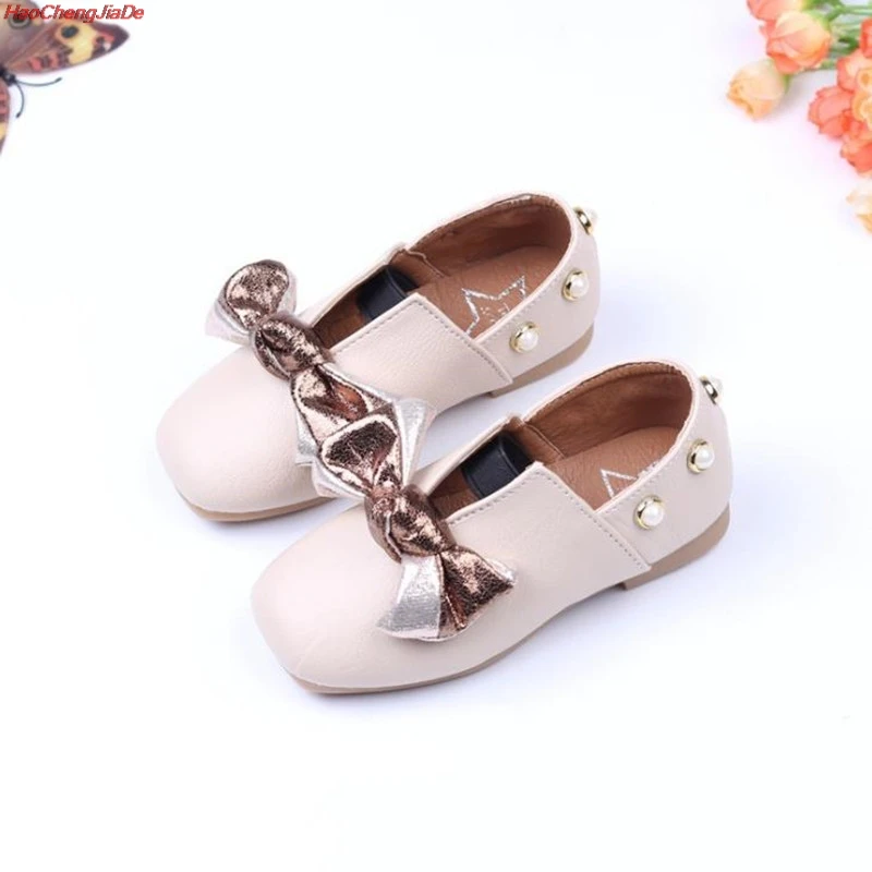 

Autumn new children's shoes New Bead Bow Soft Bottom Shoes Bow PU Toddler Girl Shoes For Party School