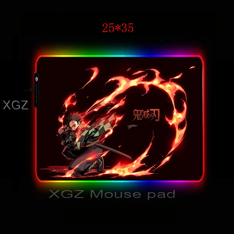 XGZ популярный аниме демон убийца Kimetsu No Yaiba большой RGB коврик для мыши Черный кант компьютерный стол коврик скорость резиновый нескользящий ковер