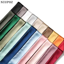 Горячая Мода саржевый эмуляционный Шелковый однотонный шарф для женщин маленький шарф лента Сумочка волосы длинная шаль Бандана роскошный головной шарф