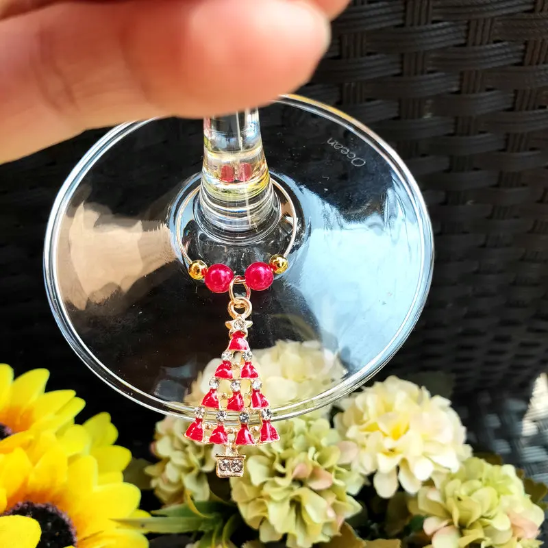 Christmas Party Wine Glass Marker Charms Rings Marker Bar Table Decorations Set of 6pcs