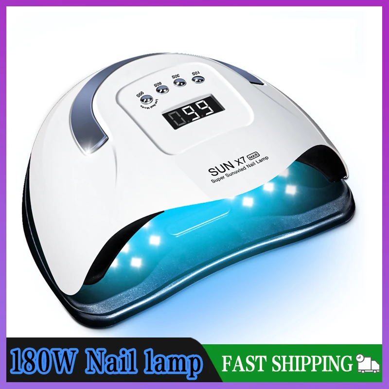 Sun x7 max 180w lâmpada do prego auto 57led uv lâmpada secagem rápida gel prego secador profissional fototerapia manicure lâmpada