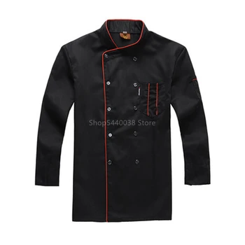 

Unisex Chef Jacket Casual Breathable Oblique Collar Shirt Double Breasted Kitchen Catering Restaurant Food Service Work Uniforms