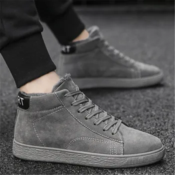 

2019 New Fashion Men Winter Boots Warm Plush Casual Shoes Unisex Sneakers Fur Snow Boots Rubber Outsole Safety High Men Shoes