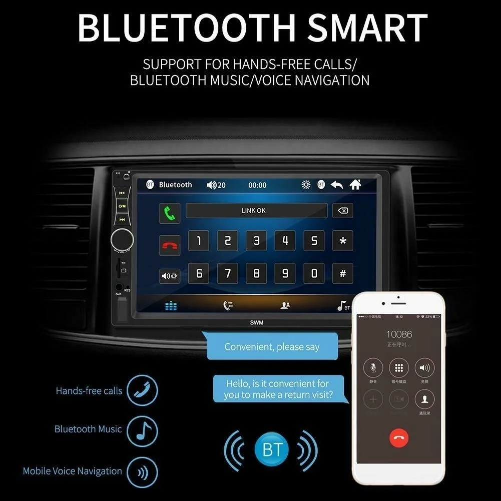 Авторадио 2DIN автомобильный стерео MP5 плеер 7 дюймов сенсорный экран Bluetooth USB AUX U диск FM радио+ камера