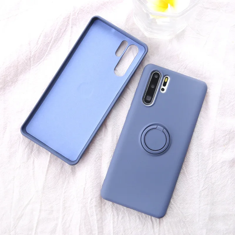 Мягкий силиконовый чехол для huawei P30 Pro P20 mate 20 Lite с металлическим кольцом, резиновый противоударный чехол для задней панели huawei P30Pro чехол P 20 30 - Цвет: Gray