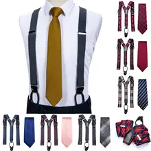 DiBanGu мужские подтяжки кожа дизайнер 6 кнопок Мода Brace ремень Suspensorio Свадебный галстук набор Регулируемый Ligas Tirante