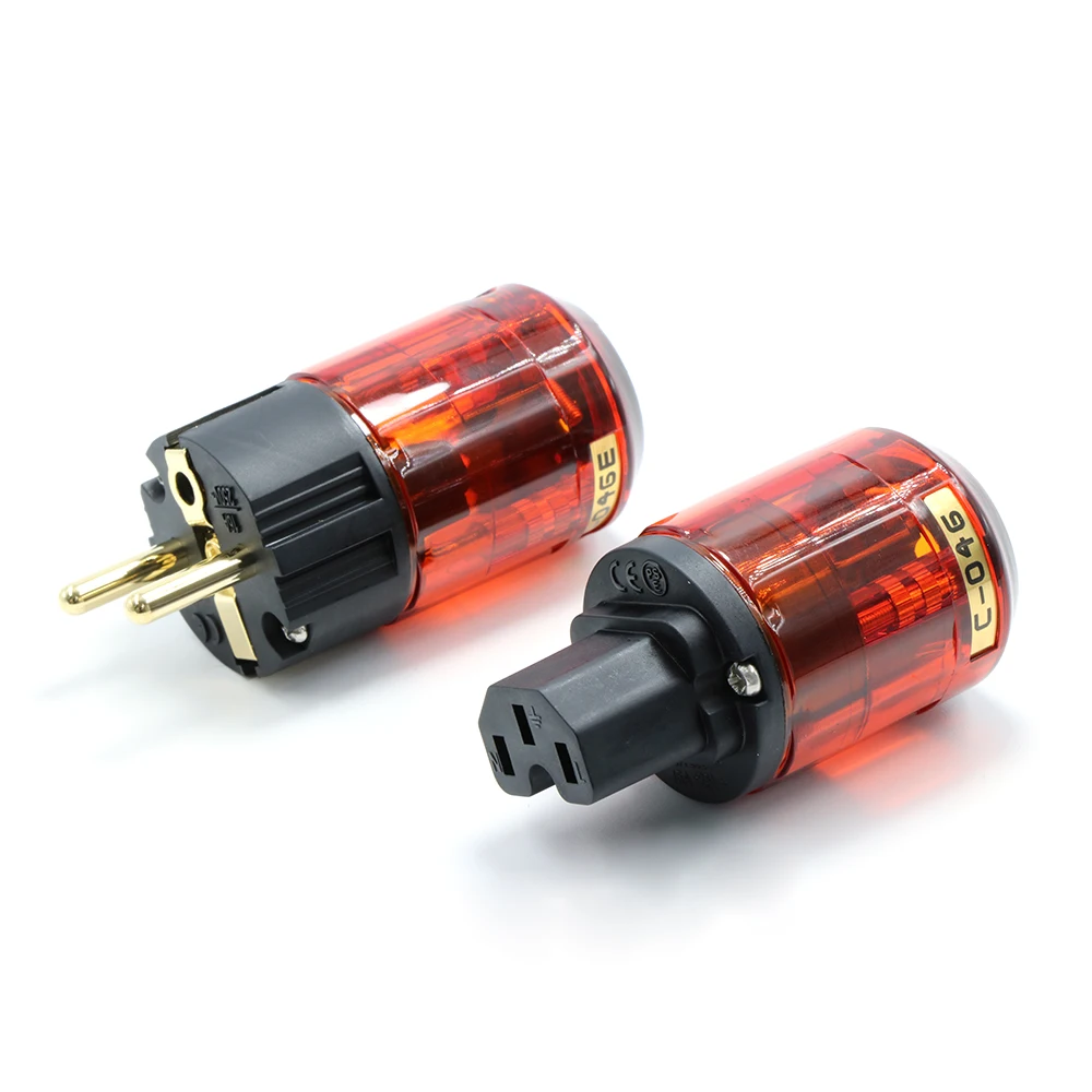 

Hight Quality P046E+C046 24K Gold-Plated EU SCHUKO Power Plug EUR Power Connector HIFI