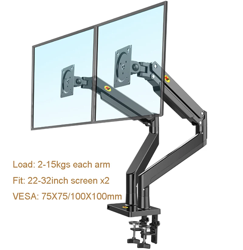 Liga de Alumínio 22 32 Dupla Lcd Led Monitor de Montagem Braço de Mola de Gás Completo Movimento Monitor Suporte Carga 315 Kgs Cada nb G32 - Imagem 2