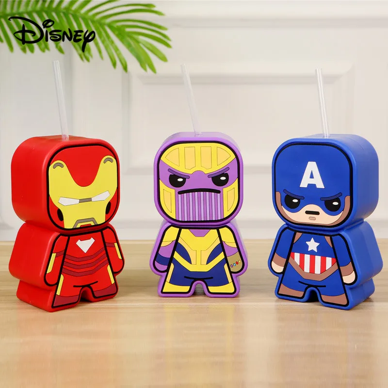Disney Avengers 4 кружка с ремнем Marvel многофункциональная кукла чашка Железный человек светящаяся чашка холодильник