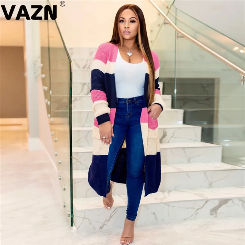 VAZN,, высокое качество, открытая стежка, вязаная верхняя одежда, пэчворк, теплый сексуальный комбинезон, молодежная мода, полный рукав, дикая Джокер, женская верхняя одежда - Цвет: rose red