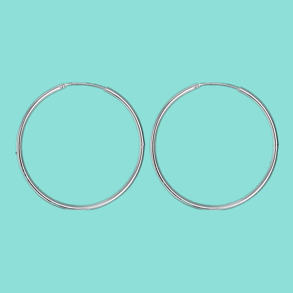 

Minimalist Smooth 925 Sterling Silver Earrings Female Large Round Earrings For Women Engagement Wedding Party Gift
