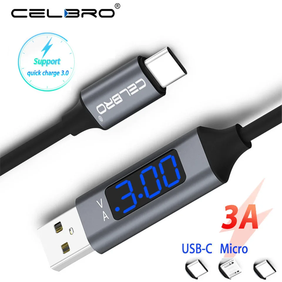 Светодиодный кабель Micro Usb Type C для быстрой зарядки QC 3,0 QC3.0 кабель для Xiaomi Mi 9t 9 SE A3 CC9 Pro Redmi 8 8A Samsung S10 S9 Plus|Кабели для мобильных телефонов|   | АлиЭкспресс