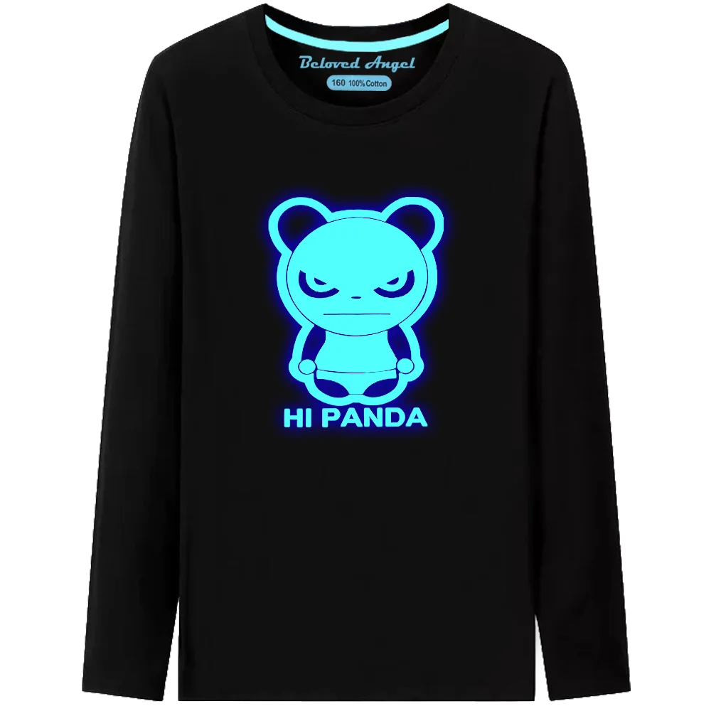 Boys T Shirt Kids 3D Print Luminous Cartoon Cotton Black T-Shirt Girls Teen Costume Children Clothes Tops Long Sleeve Tshirt children t shirt