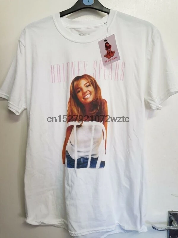 Perforeren Zichzelf voordeel New White Britney Spears Printed Design T Shirt Top Womens Ladies Primark|  | - AliExpress