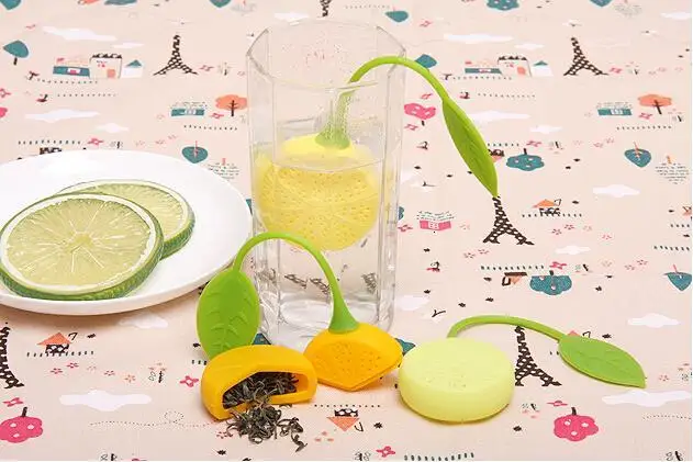 1 шт., горячий чай с лимоном, Силиконовый Фильтр-инфузор, силикагель, фильтрация сито в форме листа, чайная ложка