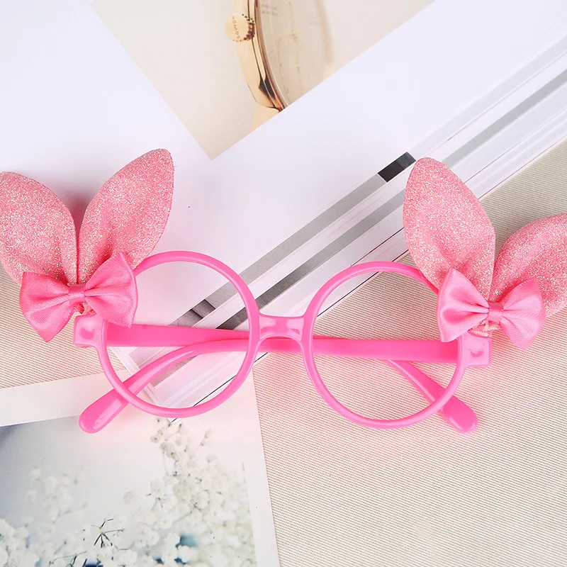 

Korean version of the new fashion cute cartoon bow rabbit ears for female children without lens plastic frame