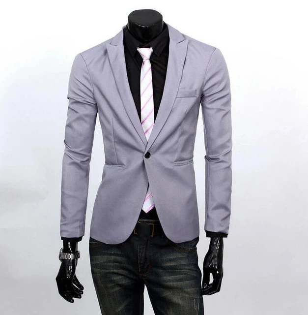 Для Мужчин's для бизнес на каждый день Slim Fit, на одной пуговице, бейзер кофта жакет Новая мода Короткие куртки для мужчин