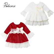 Коллекция года, весенне-осенняя одежда для малышей Детское платье для маленьких девочек вечерние платья-пачки из тюля с кружевом и бантом в стиле Лолиты От 1 до 6 лет