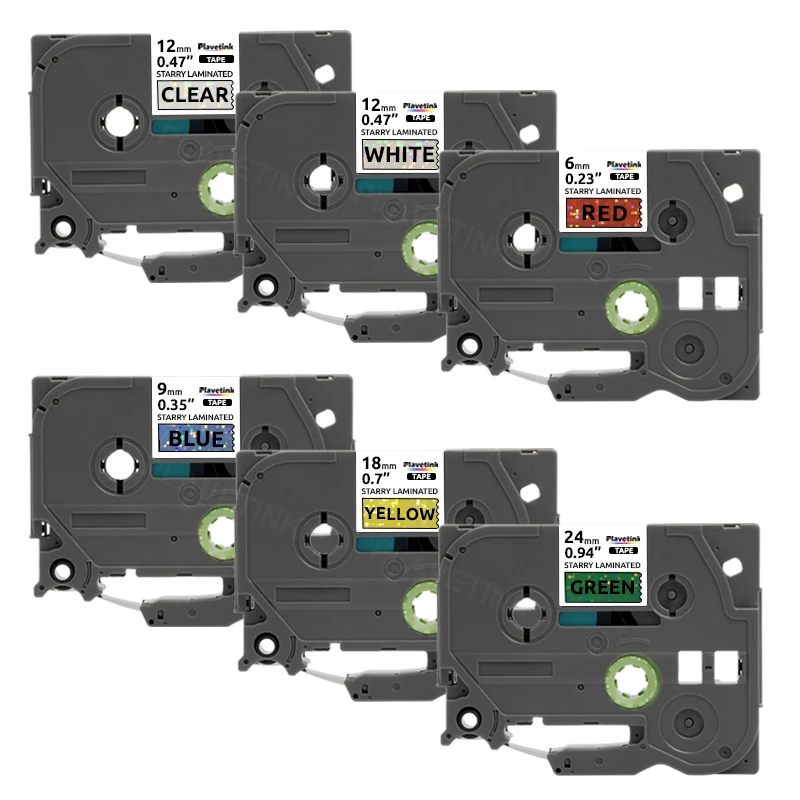 Plavetink TZe-231L1 라미네이트 다채로운 반짝이 스파클링 레이저 라벨 테이프, 브라더 라벨 메이커 PT-D210 호환 가능, 12mm
