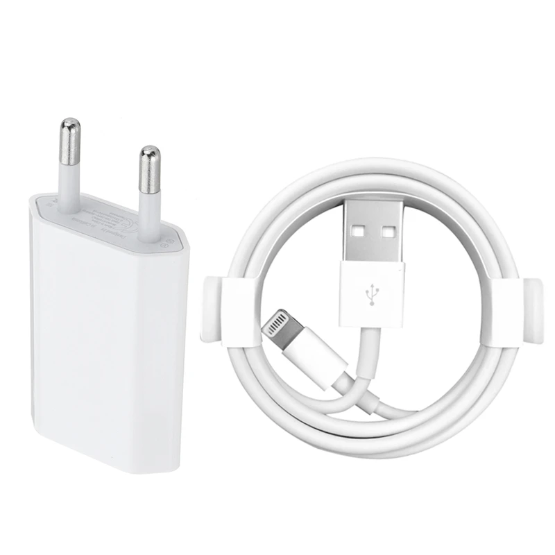 Стандарт ЕС настенное зарядное устройство 5 В/1 а Быстрая зарядка для iPhone 5/5S 6/6S Plus SE мобильный телефон USB Зарядка адаптер с двумя круглыми вилками - Тип штекера: for iphone