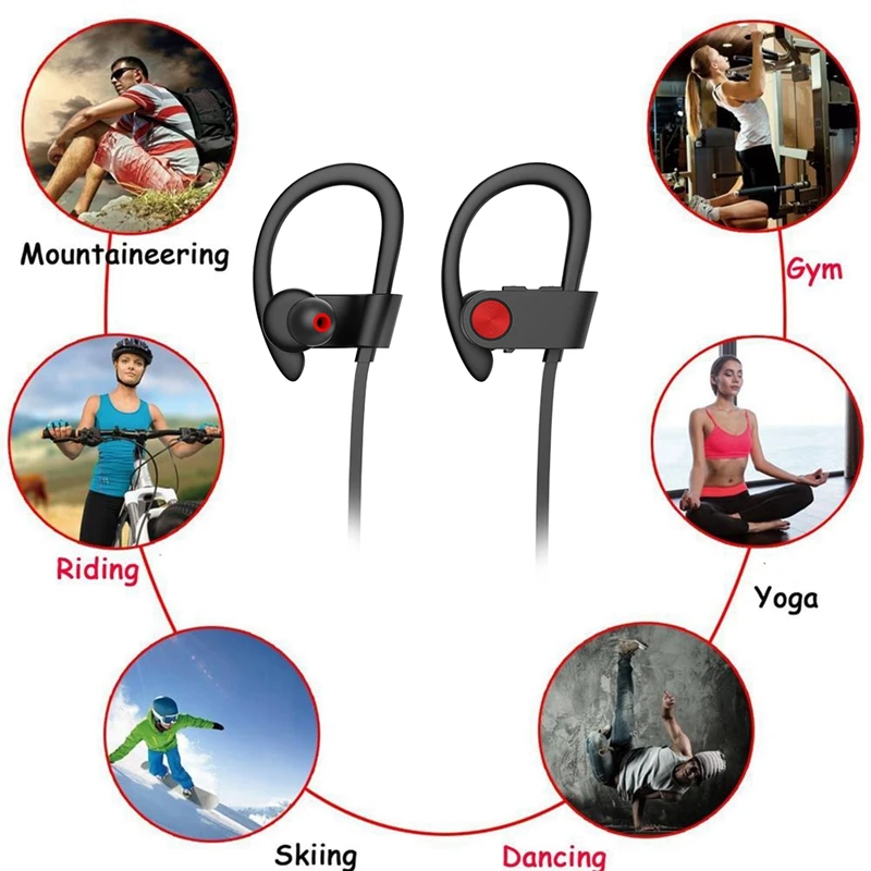 Bluetooth наушники беспроводные наушники Ipx7 водонепроницаемые Hd стерео наушники-вкладыши для бега тренировки спортивные наушники 8 часов шума батареи