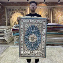 Yilong 2'x3' синий персидский синий ковер, турецкий медальон, шелковый ковер(HF114B