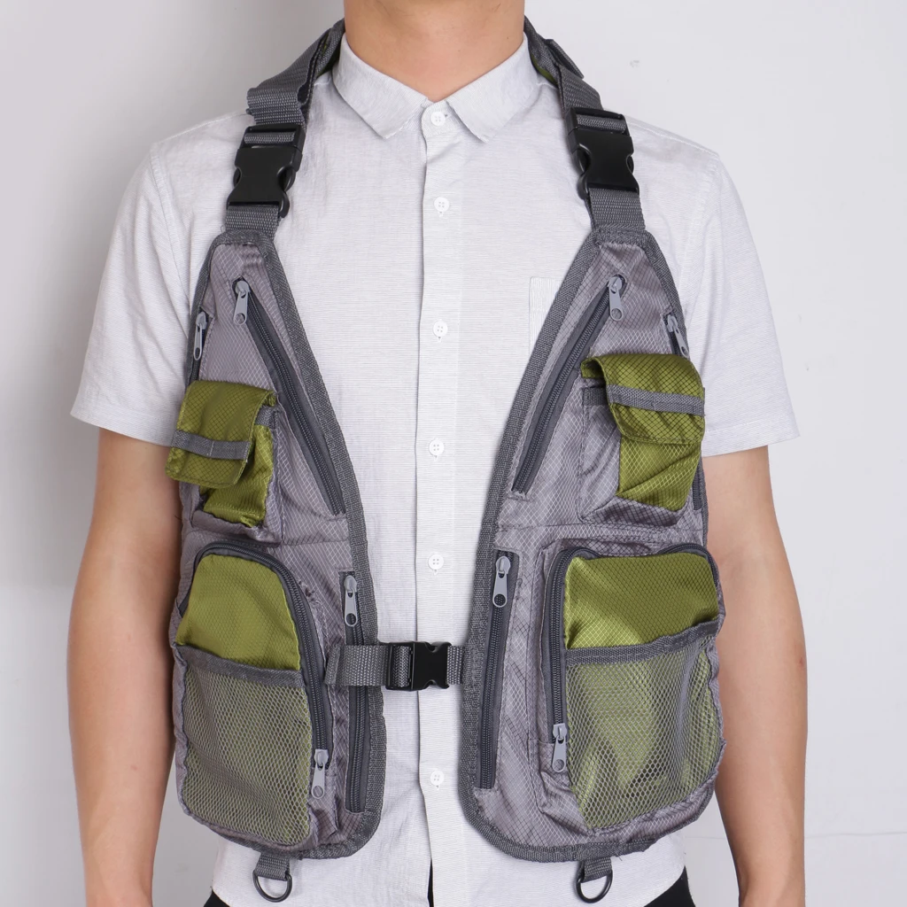 Multi-pocket Fly Fishing Vest Adjustable Chest Mesh Bag Pack Vest Outdoors