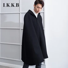 Тренч с капюшоном, пальто, Мужская одежда, шерстяное пальто, мужское длинное пальто, Корейская версия, Свободный плащ с капюшоном, накидка, шаль, универсальное пальто