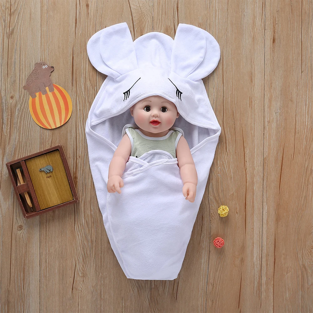 LOOZYKIT, Детские спальные мешки, зимние теплые детские коляски, Infantil, пеленка для пеленания, Осенние вязаные конверты с кроликом для новорожденных 0-6 месяцев - Цвет: Style2 white