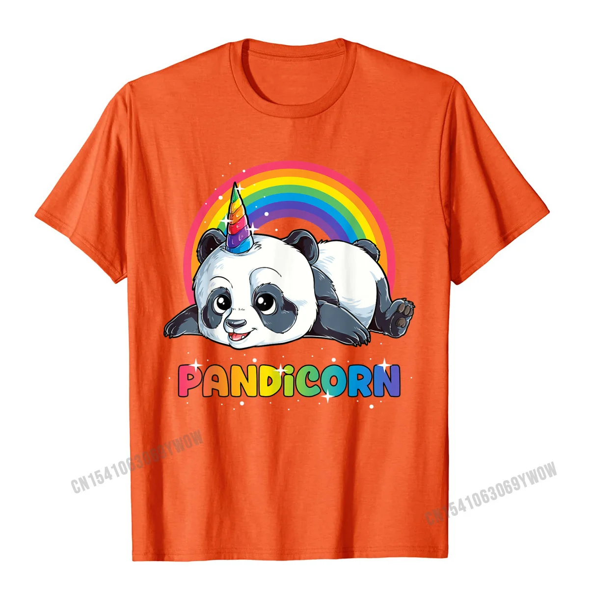 Custom T-Shirt Fashionable Short Sleeve Summer Pure Cotton Round Collar Youth Tops Shirt Printed Tshirts Summer/Autumn Panda Unicorn Pandicorn Girls Kids Rainbow Gifts Pandacorn T-Shirt__870 orange