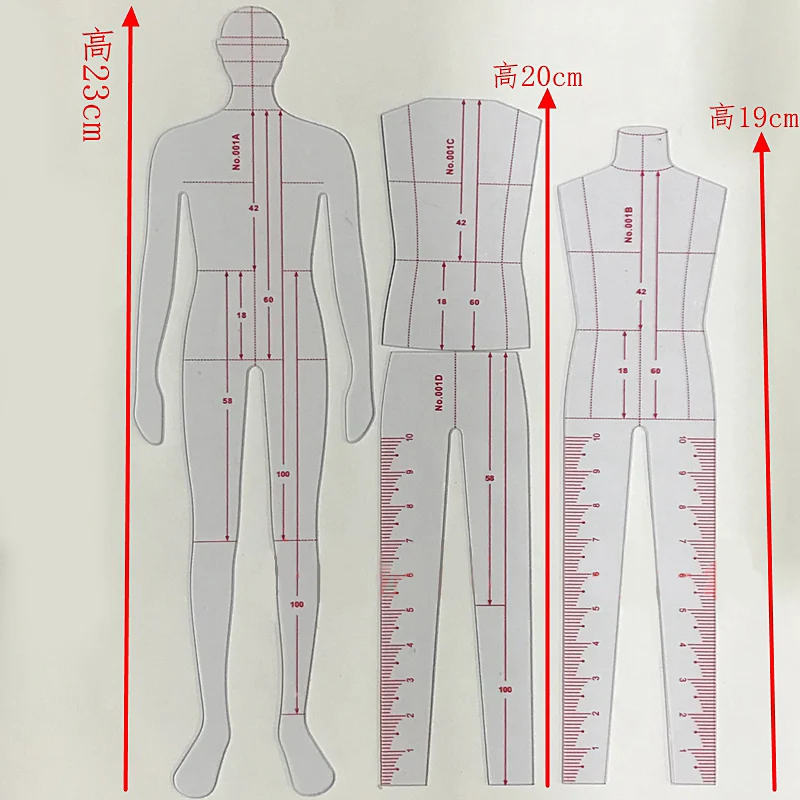 

4PCS Ruler Drawing Comma Line Male Dynamic Template For Cloth Rendering DIY Sewing Garment Tools Accessories