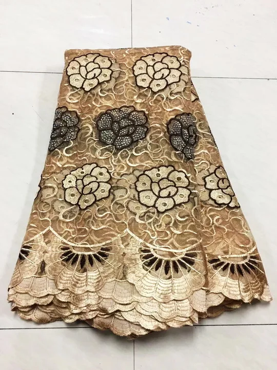 golden coffee С полными камнями Горячая Тюль французский вышитые сетчатые кружева ткань Африканская кружевная ткань высокого качества гипюр - Цвет: golden coffee