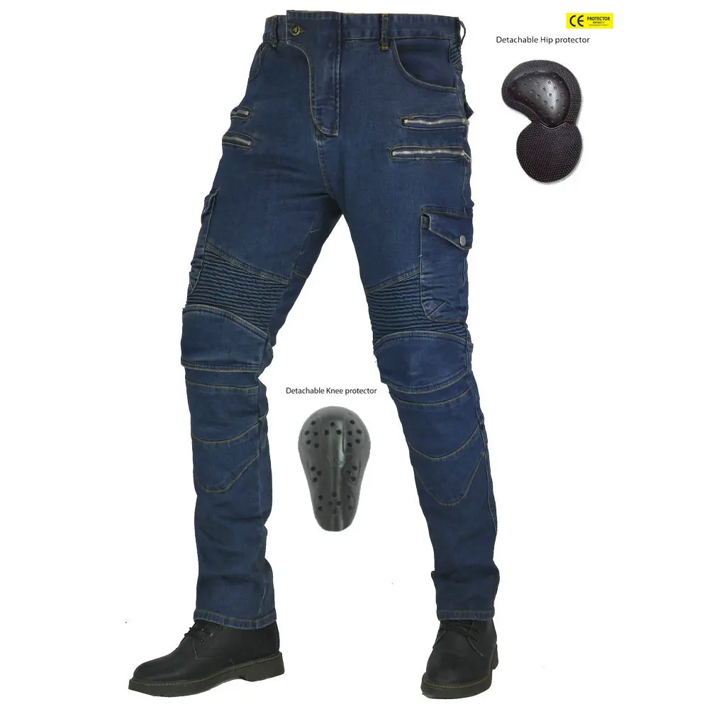 Брюки мужские для езды на мотоцикле из 100% хлопка Повседневные Дышащие джинсы